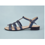 Sandale dama bleumarin din piele naturala cu cusaturi albe S2BL